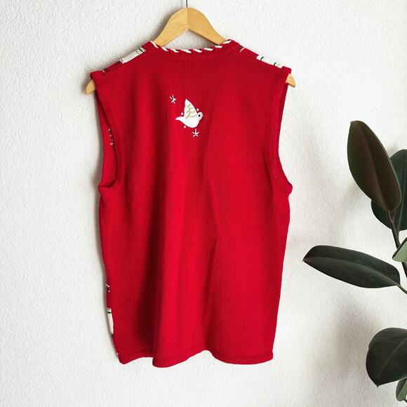 Vintage Bobbie Brooks Holiday Ugly Christmas Knit Sweater Vest Large Grandma - Picture 3 of 7